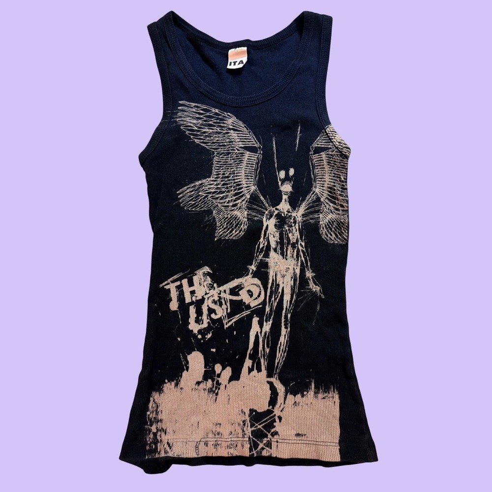 Y2K ITA The Used Band Graphic Ribbed Tank Top Scene Emo Post-Hardcore Top #19